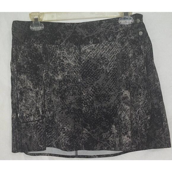 Columbia Skirt Womens Large Black Grey Print Bound Around Mini Wrap Zip Pocket A - Picture 1 of 8